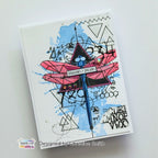 TEXT{ures} Watercolour Splash Halftone Clear Stamp Set texcs0005 dragonfly
