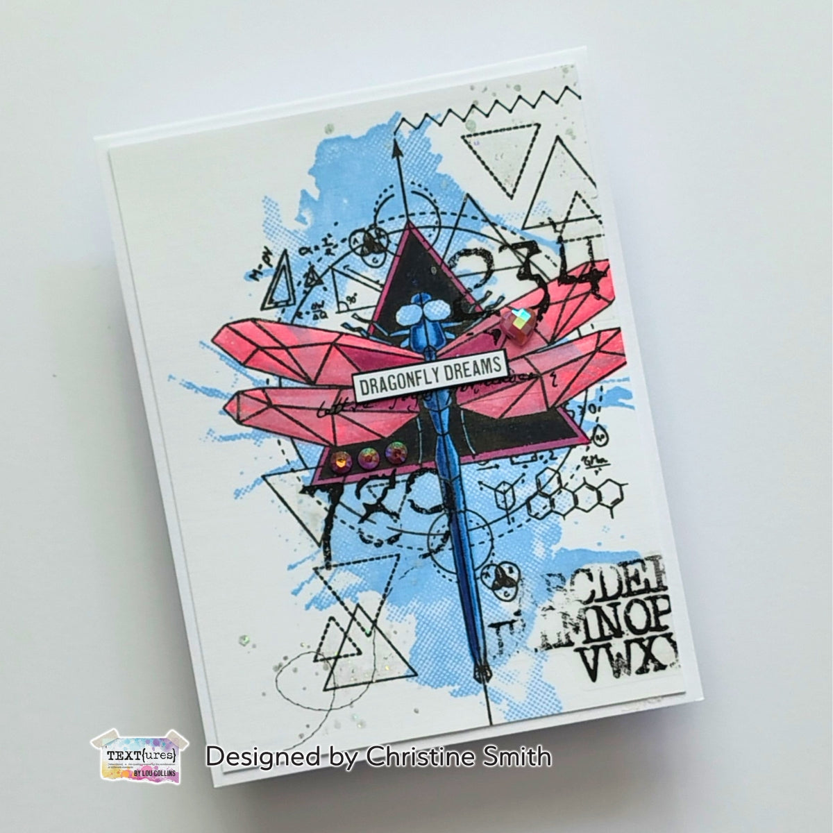 TEXT{ures} Watercolour Splash Halftone Clear Stamp Set texcs0005 dragonfly