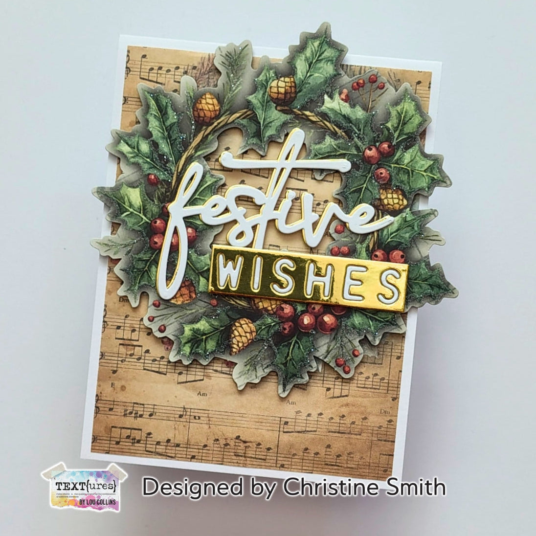 TEXT{ures} Winter in Bloom Music Sheets 5x7 Paper Pack texpp0006 garland wreath music notes festive wishes card