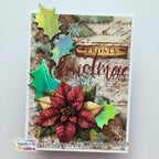 TEXT{ures} Winter in Bloom Wood and Words Laser Cuts texlc0003 leaves red garland frosty christmas card christine smith