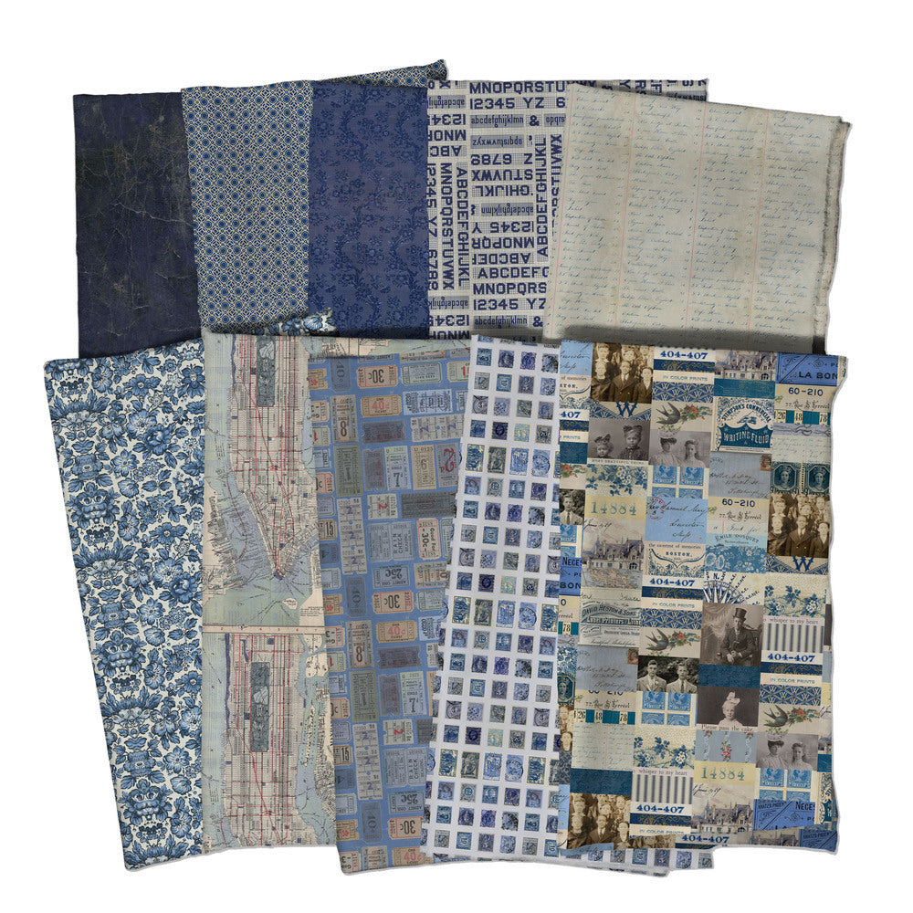 Tim Holtz Fabric Palette Indigo Bundle of 10 Fat Quarters