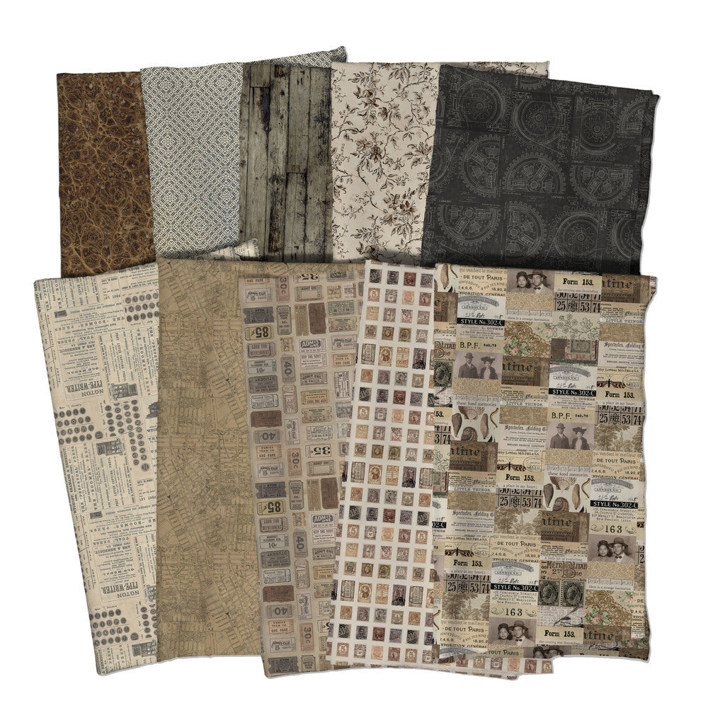 Tim Holtz Fabric Palette Neutral Bundle of 10 Fat Quarters