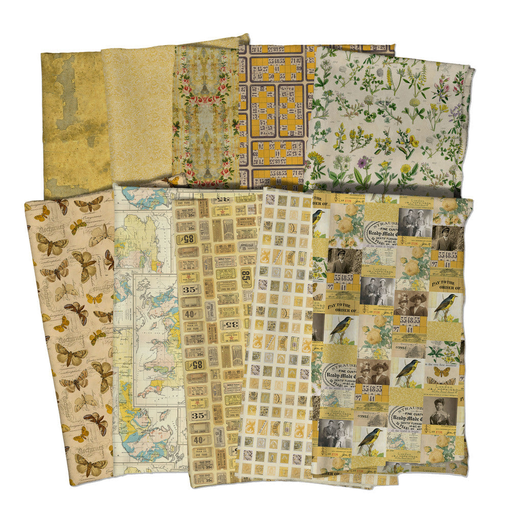 Tim Holtz Fabric Palette Yellow Bundle of 10 Fat Quarters