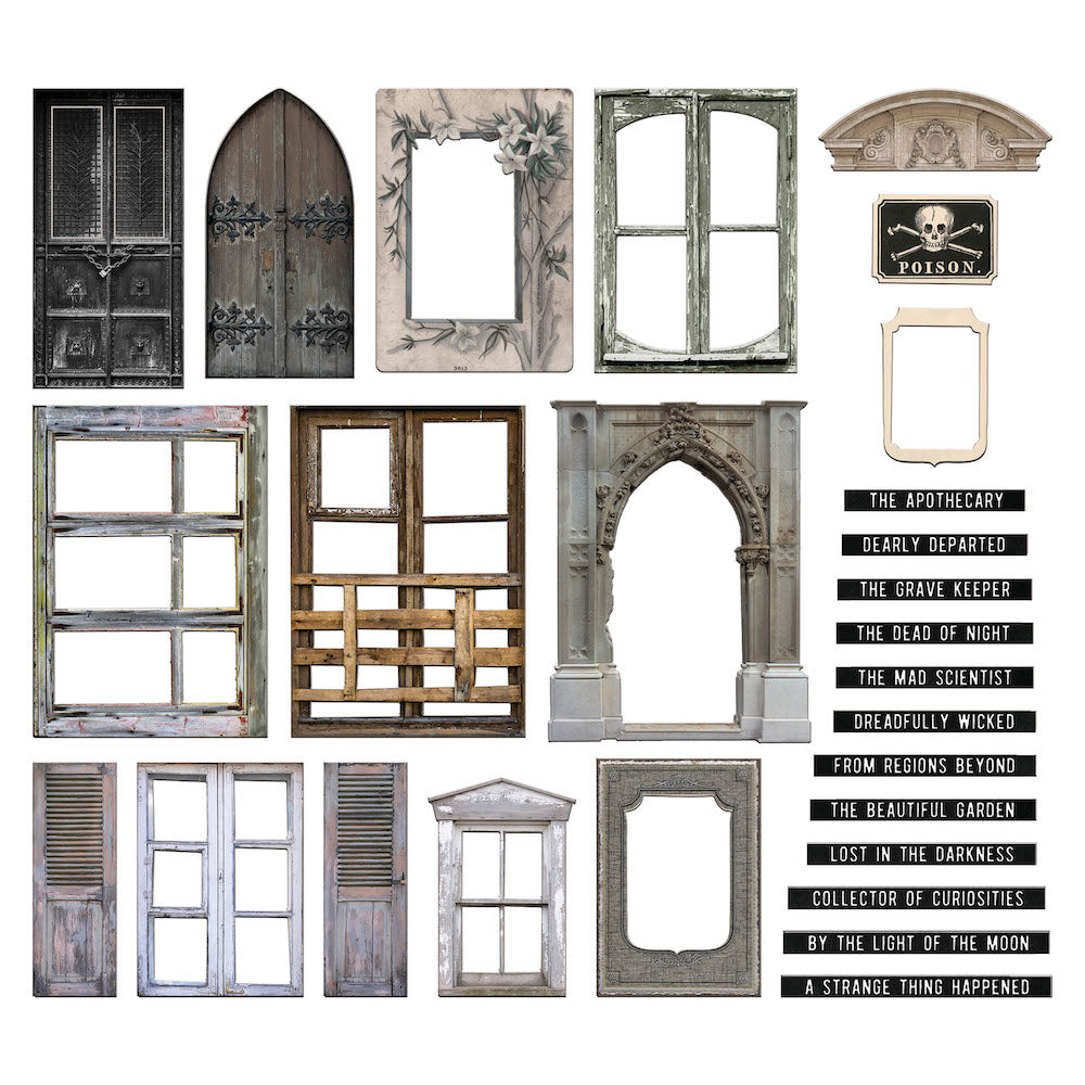 Tim Holtz Idea-ology Halloween Baseboards and Transparencies th94334 Contents