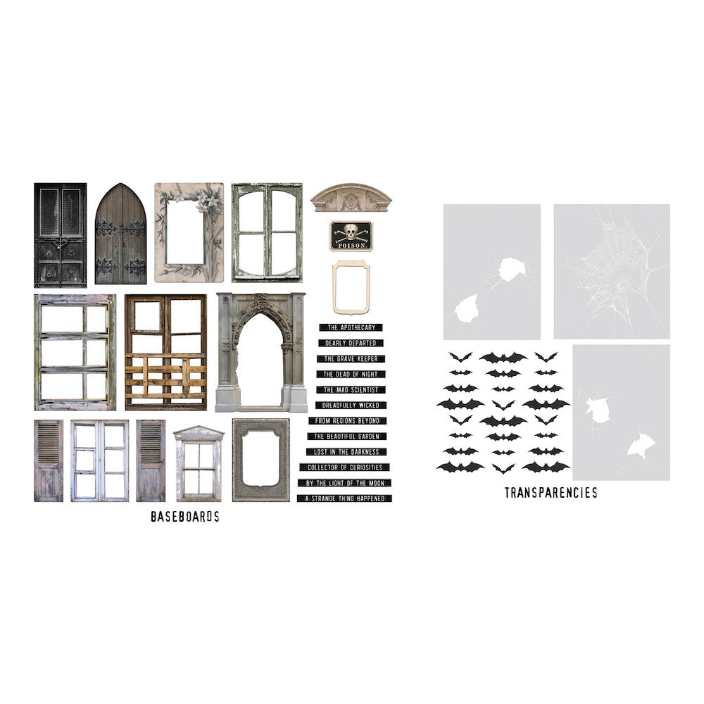 Tim Holtz Idea-ology Halloween Baseboards and Transparencies th94334 All items