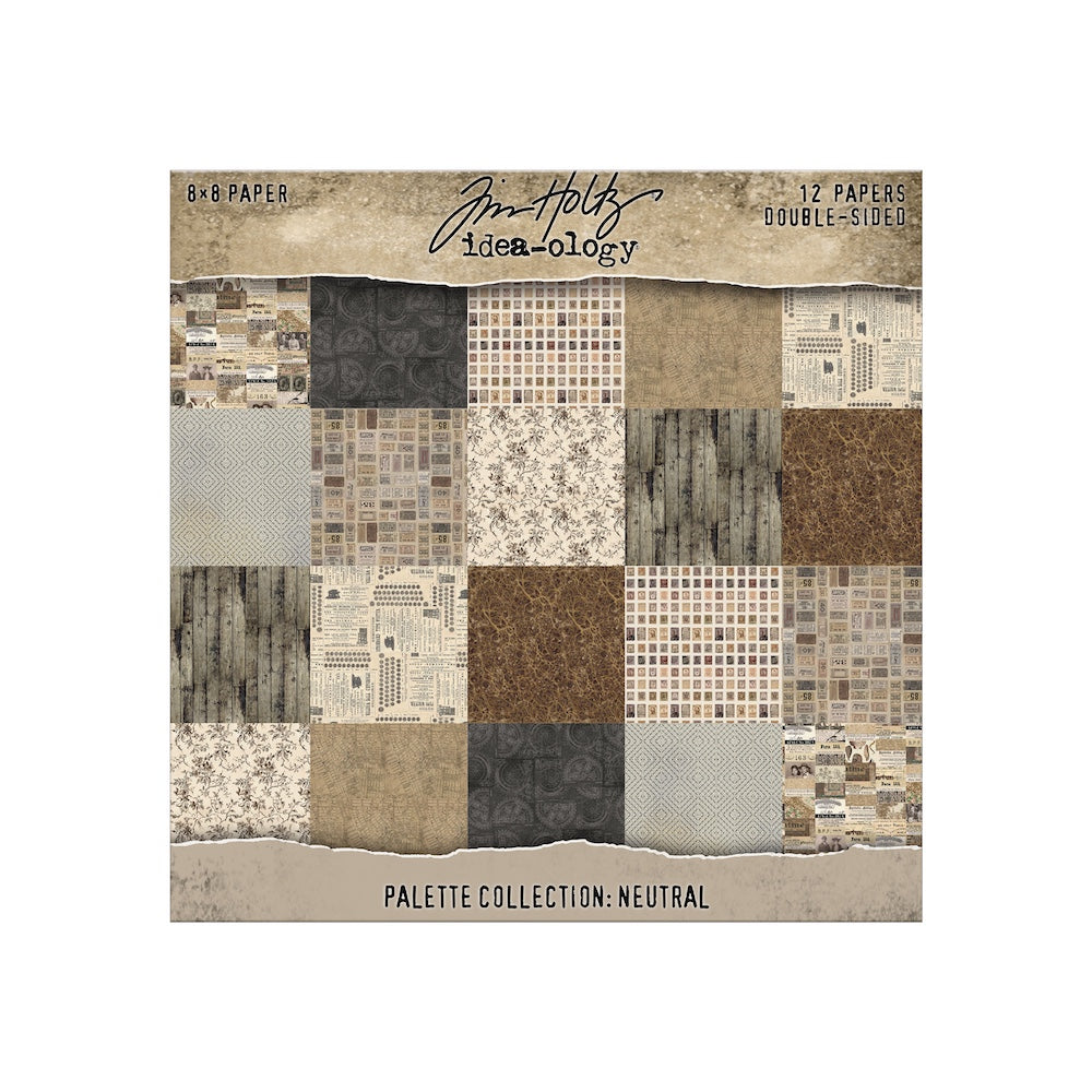 Tim Holtz idea-ology 8 x 8 Palette Paper Collection Yellow Neutral Green Bundle
