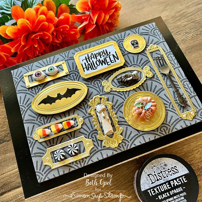 Tim Holtz Distress Halloween Texture Paste Black Opaque Ranger tshk84471 Happy Halloween Layout