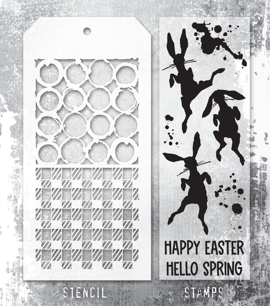 Tim Holtz Clear Stamps and Stencil Bunny Hop thmm183 product image