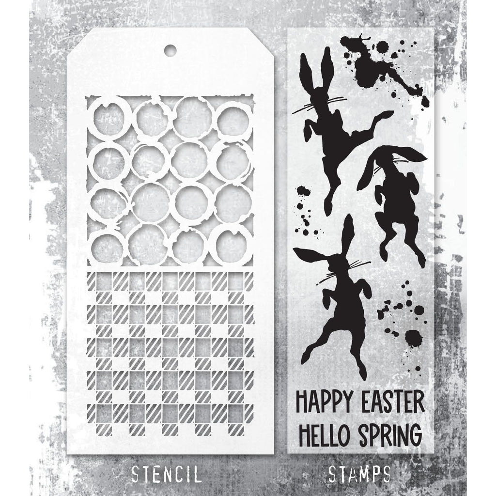 Tim Holtz Clear Stamps and Stencil Bunny Hop thmm183 product image