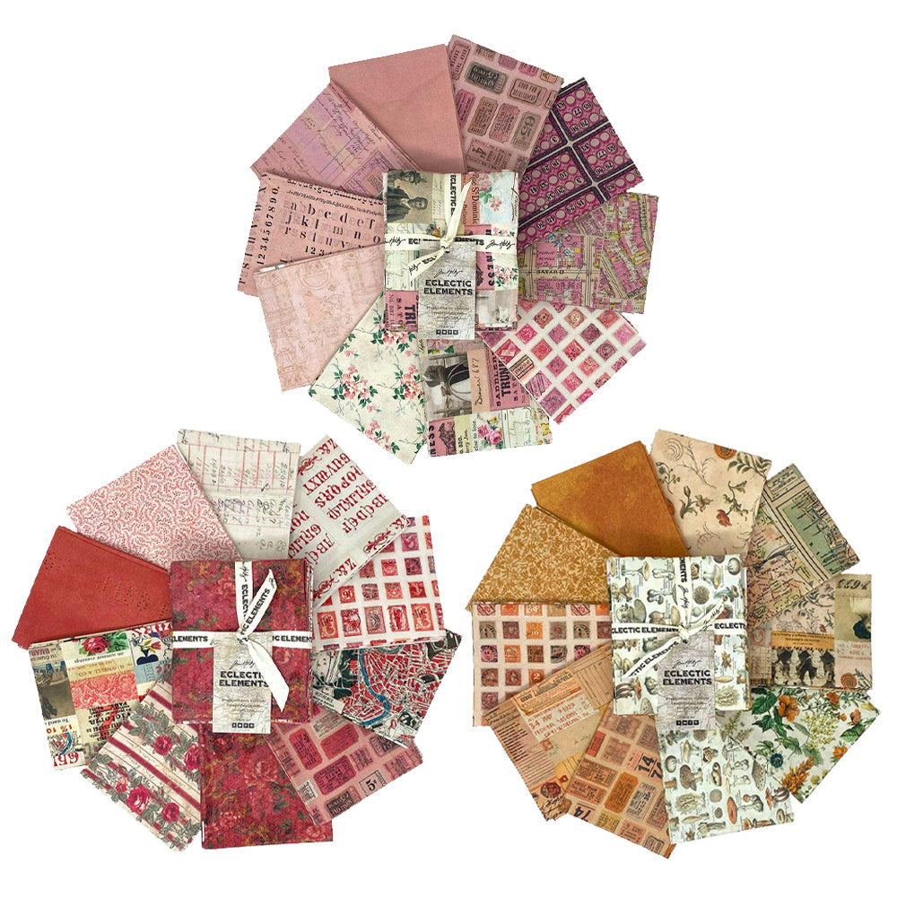 Tim Holtz Fabric Palette Fat Quarters Bundle Pink Red And Orange