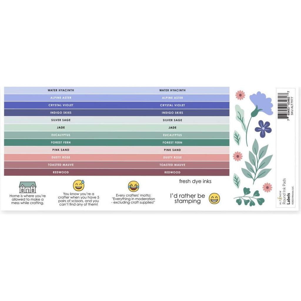 Altenew Round Ink Pads Label Set Blue Mountains, Frosted Foliage, Woodland Escape alt7977