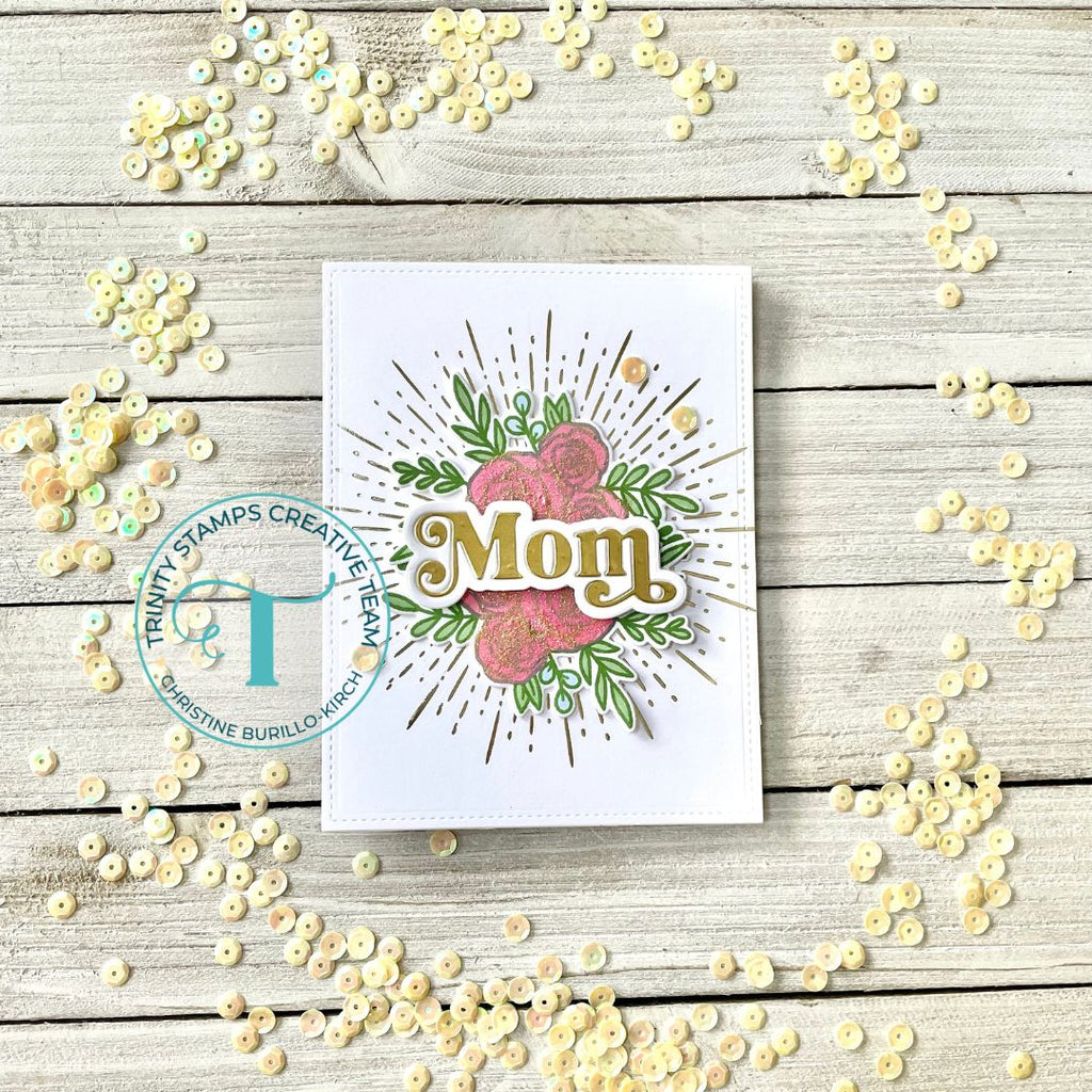 Trinity Stamps Floral Corners Cut And Foil Die Set tmd-205 Modern Burst Mother's Day Card