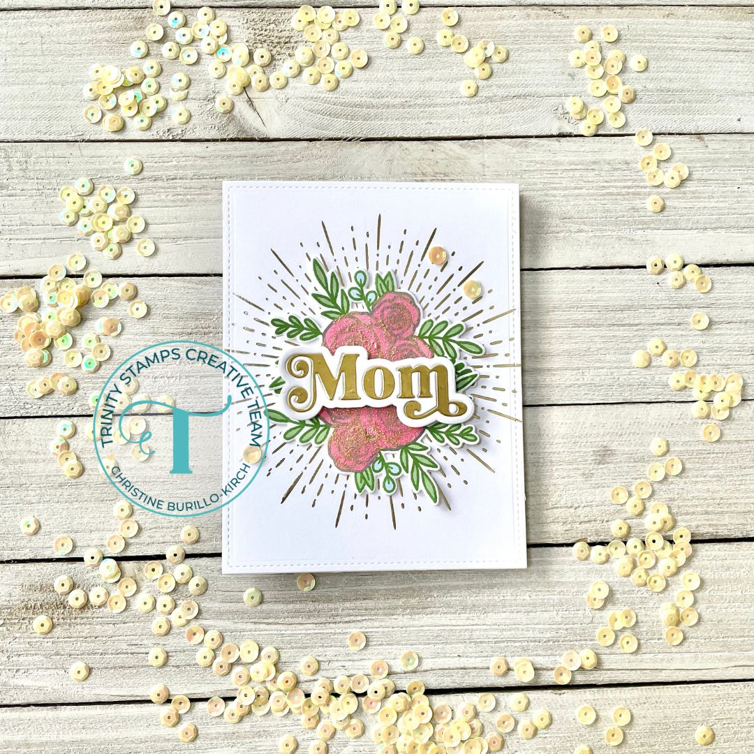 Trinity Stamps Floral Corners Cut And Foil Die Set tmd-205 Modern Burst Mother's Day Card
