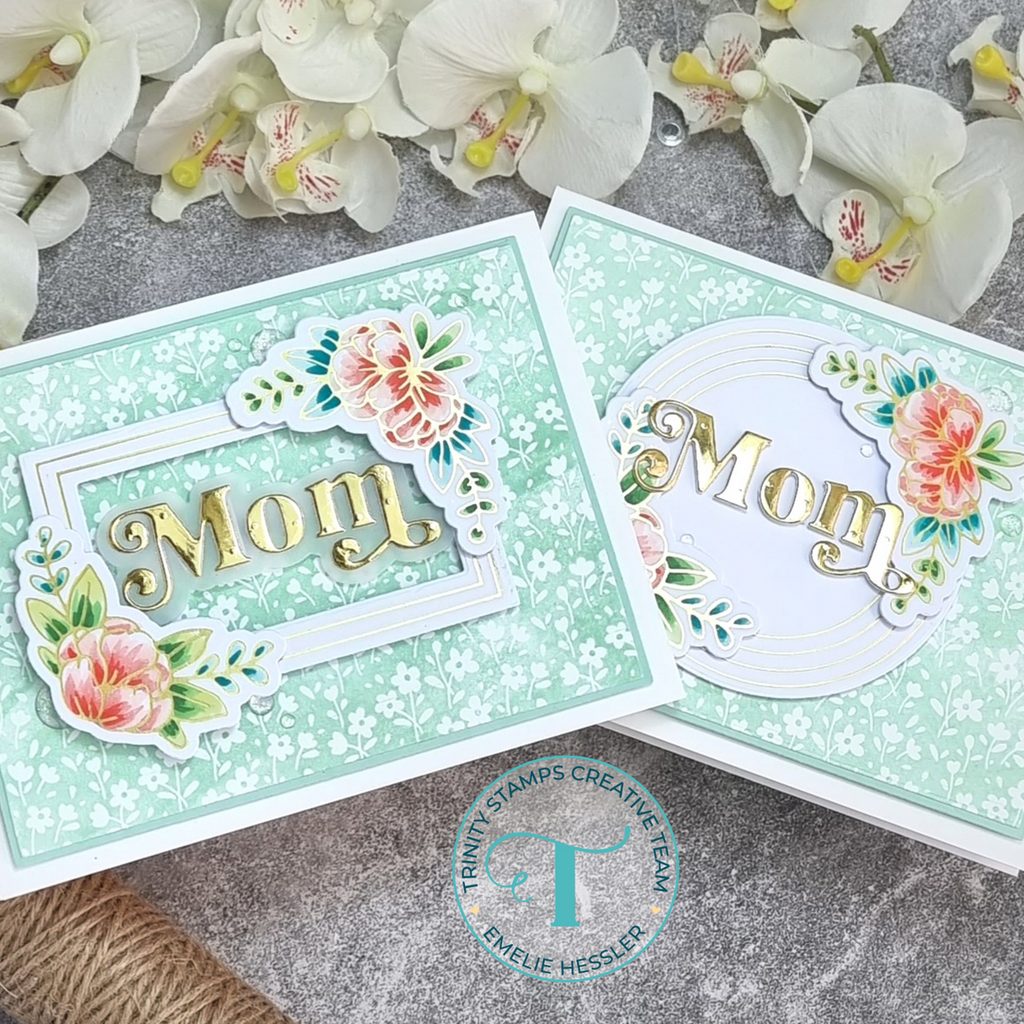 Trinity Stamps Reverse Floral Clear Background Stamp tps-237 Elegant Floral Mother's Day Cards