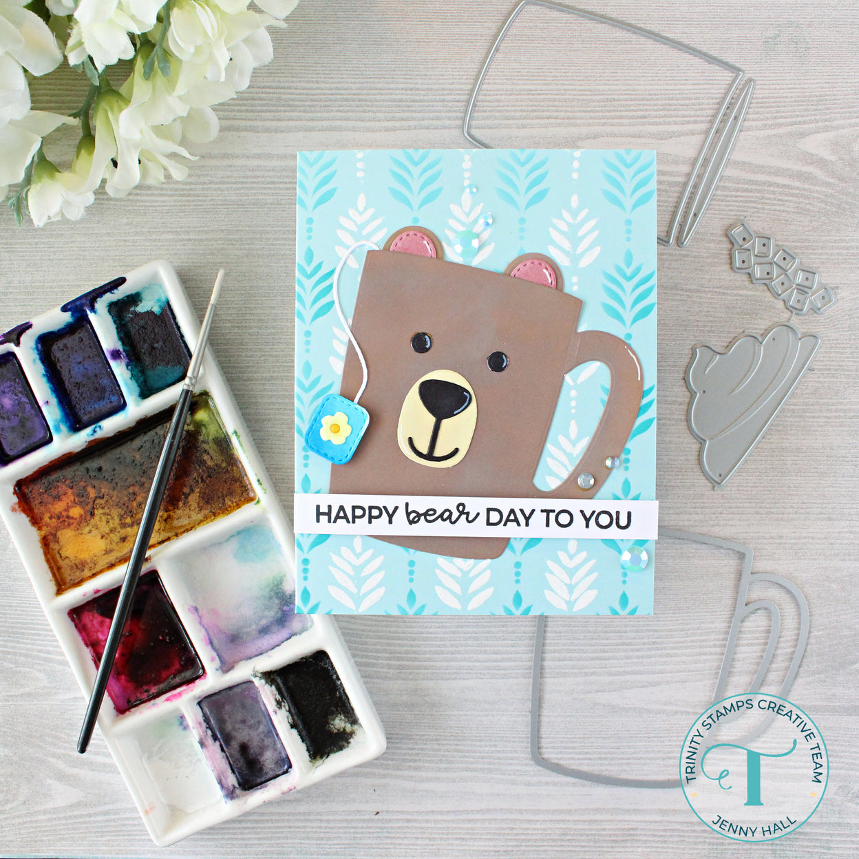 Trinity Stamps Beary Cute Layered Mug Die Set tmd-209 Bear Themed Happy Birthday Card