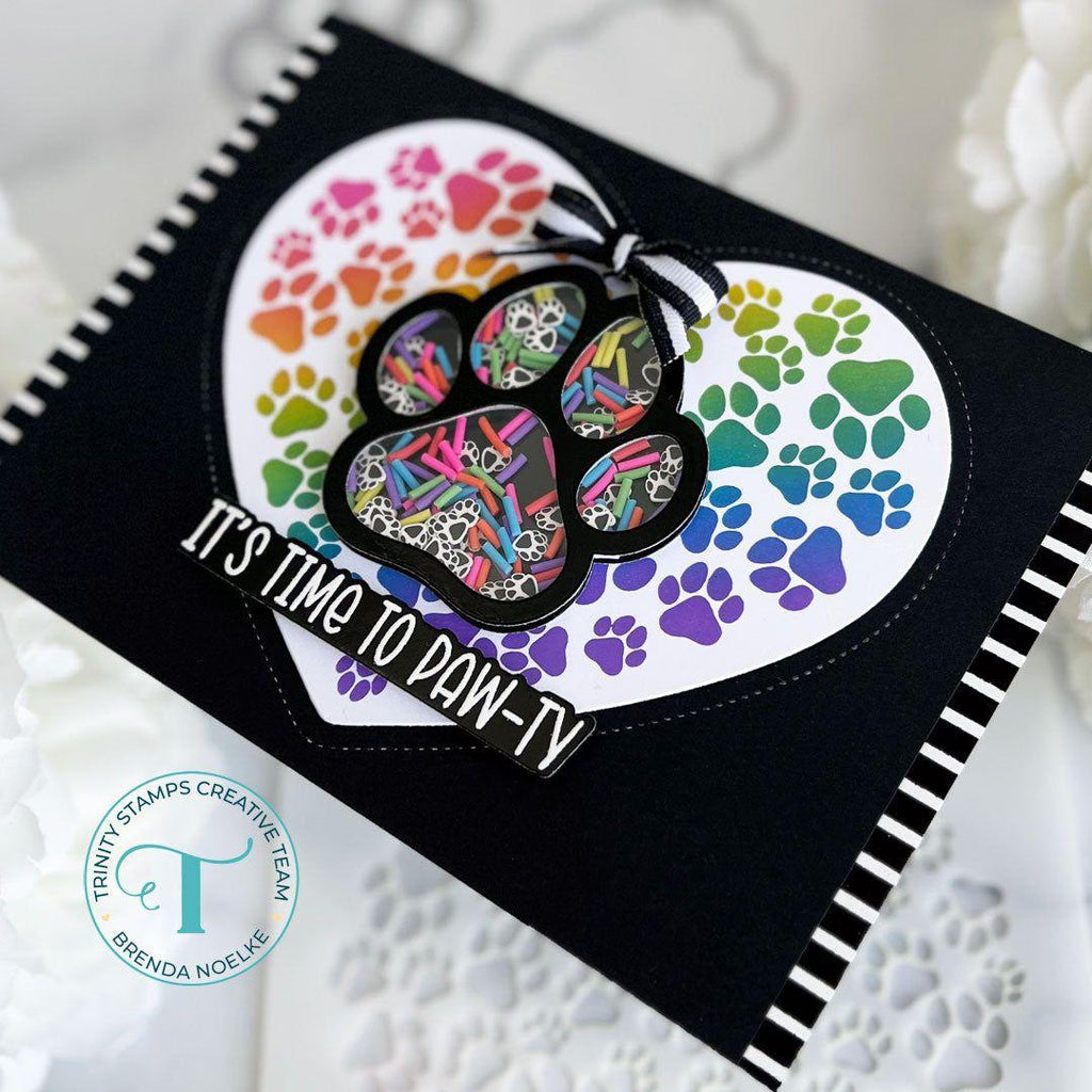 Trinity Stamps Paw Print Shaker Tag Die Set tmd-221 Pet Themed Shaker Party Card