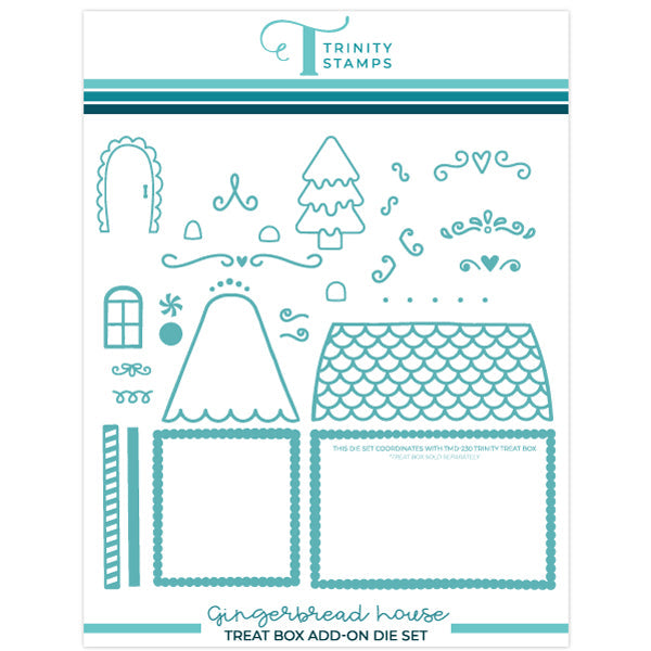 Trinity Stamps Gingerbread House Treat Box Add On Die Set tmd-256 die outlines