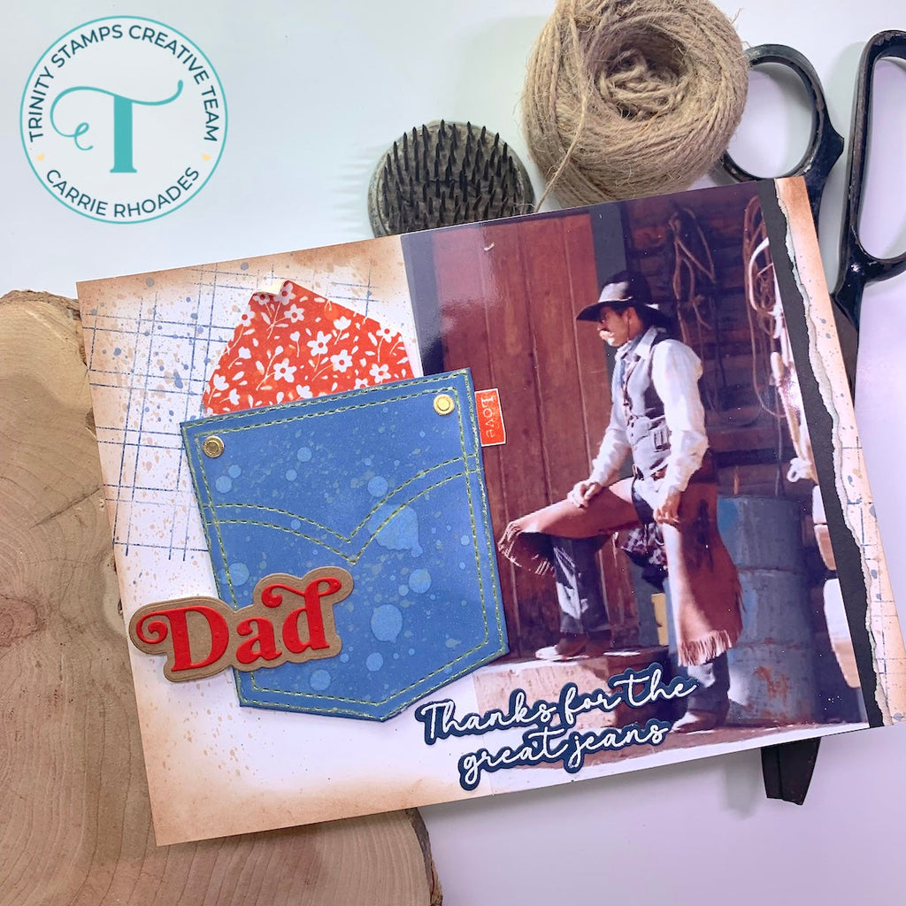Trinity Stamps Stitched Pocket Die tmd-215 Western Father's Day Card
