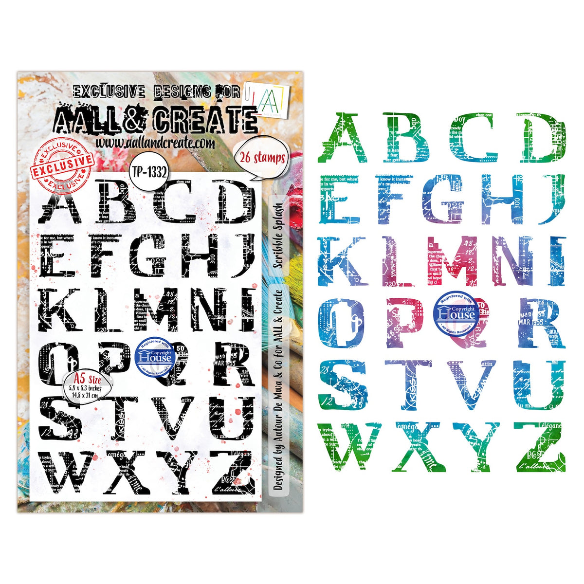 AALL & Create Scribble Splash A5 Clear Stamp Set 1332