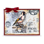 AALL & Create Whistling Finch A7 Clear Stamp 1350 red silk bow royal mail stamp card
