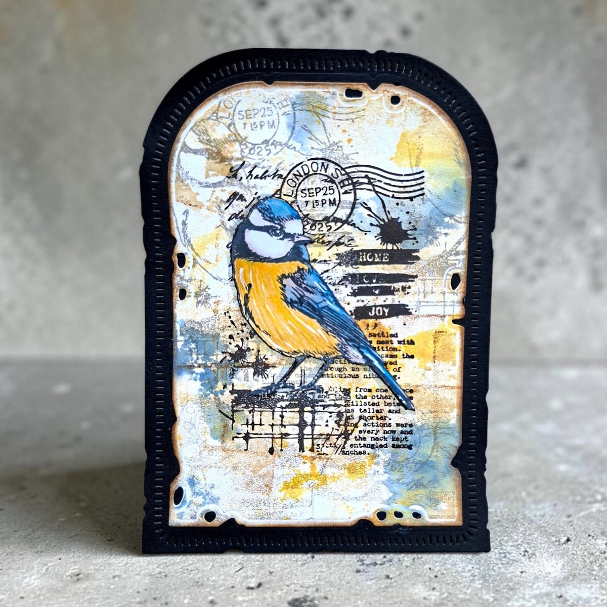 AALL & Create Hearted Tit A7 Clear Stamp 1351 blue bird london stamp home joy arch card