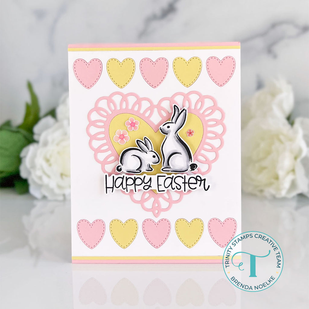 Trinity Stamps ROW OF HEARTS Die tmd-182 Happy Easter Card | color-code:ALT01
