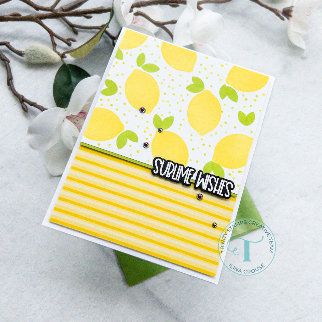 Trinity Stamps Zest Wishes 3 x 3 Stamp And Die Bundle tps-250 Bright and Bold Lemon Encouragement Card