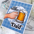 Trinity Stamps Double Line Check Background Stamp tps-253 Neutral Pattern Beer Happy Father's Day Card