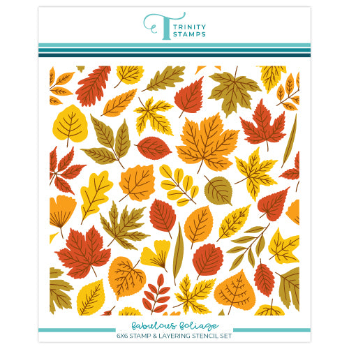 Trinity Stamps Fabulous Foliage Clear Stamp And Layering Stencils tps-277