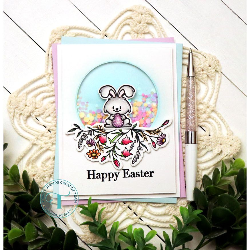 Trinity Stamps Irish Blessing Blooms Clear Stamp tps-312 Happy Easter Shaker Card
