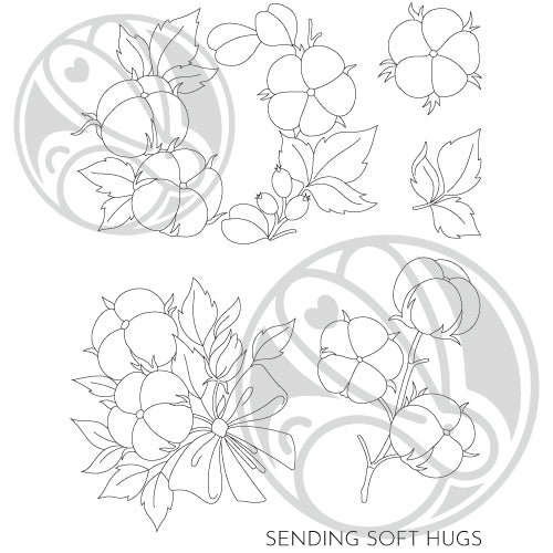 The Rabbit Hole Designs Soft Hugs Cotton Flower Clear Stamps TRH-216