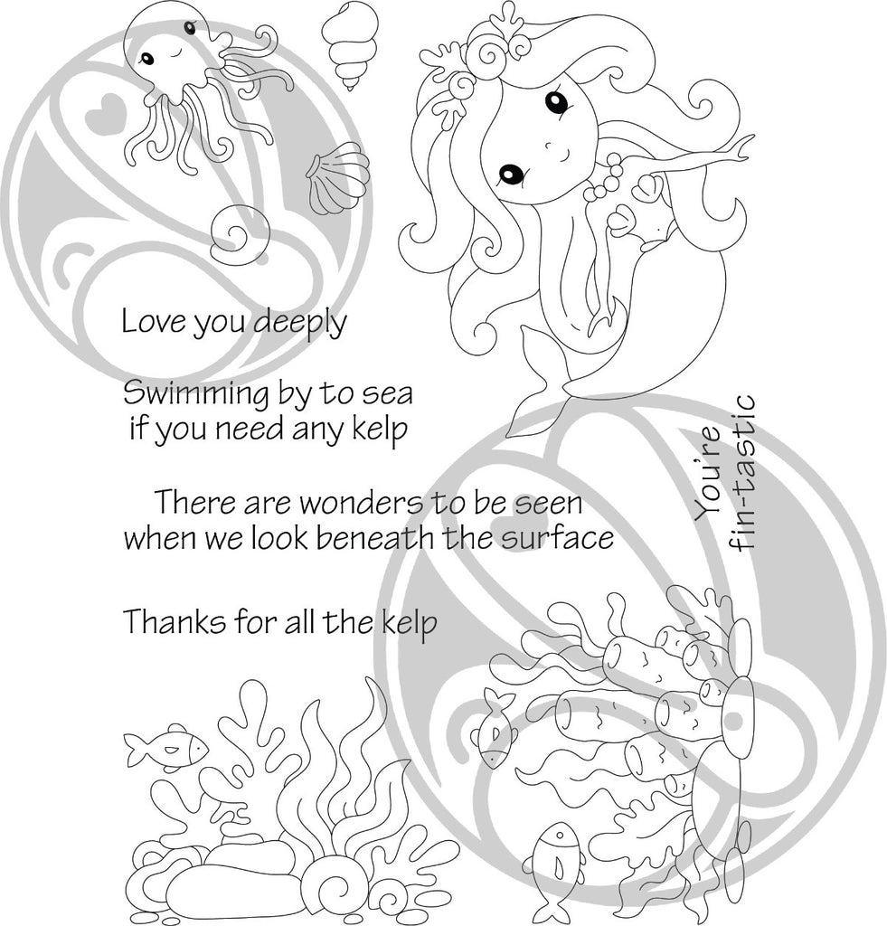 The Rabbit Hole Designs Fin Tastic Clear Stamps trh-241