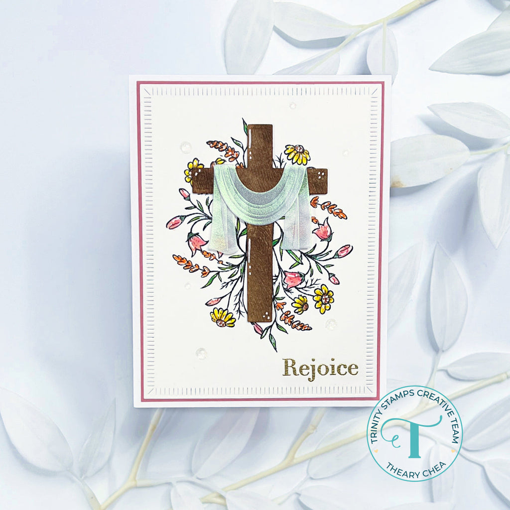 Trinity Stamps At The Cross Die Set tmd-282 Rejoice He Is Risen Card