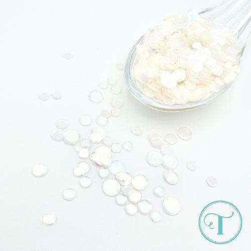 Trinity Stamps Pearly Gates Confetti Embellishment Box tsb-404 white flat sequin close up