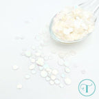 Trinity Stamps Pearly Gates Confetti Embellishment Box tsb-404 white flat sequin close up