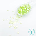 Trinity Stamps Pearl Confetti Embellishment Box tsb-410 flat green sequin close up