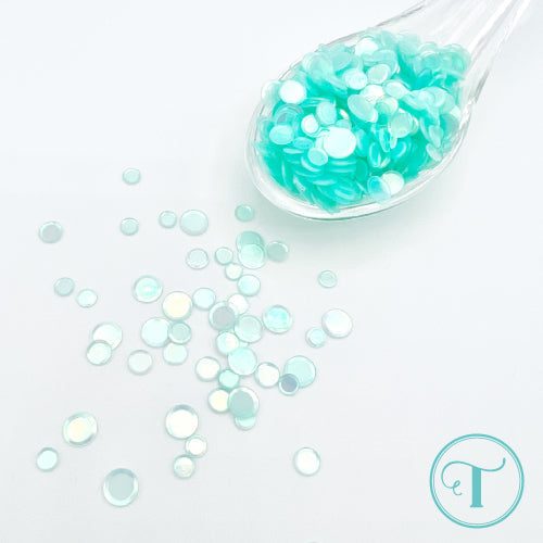 Trinity Stamps Seafoam Confetti Embellishment Box tsb-411 green flat sequins close up