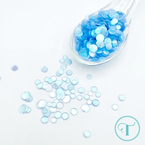 Trinity Stamps Glacier Confetti Embellishment Box tsb-413 close up of light blue flat sequins