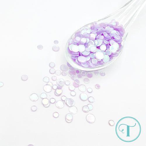 Trinity Stamps Glazed Gumdrop Confetti Embellishment Box tsb-414 close up of purple flat sequins