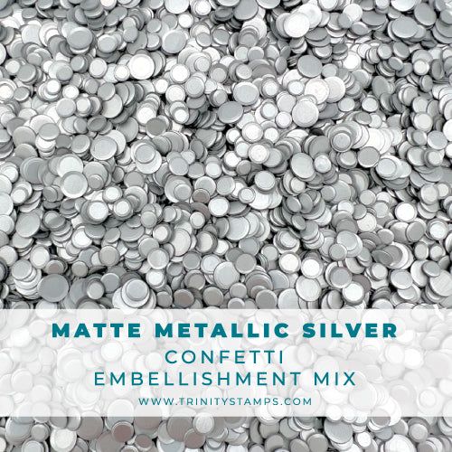 Trinity Stamps Matte Metallic Silver Confetti Embellishment Box tsb-425
