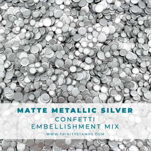 Trinity Stamps Matte Metallic Silver Confetti Embellishment Box tsb-425