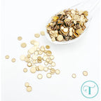 Trinity Stamps Matte Metallic Gold Confetti Embellishment Box tsb-426 close up of golden flat sequins