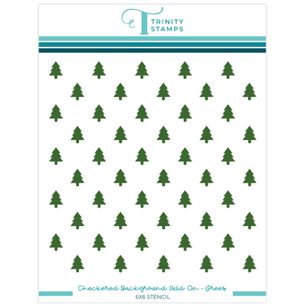 Trinity Stamps Checkered Background Add On Trees Stencil tss-076