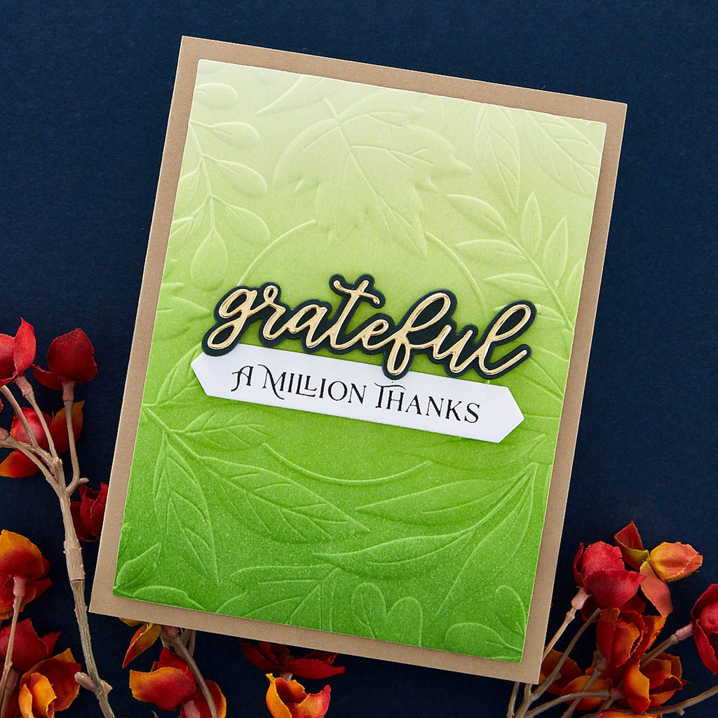 e3d-071 Spellbinders Autumn Serenade 3D Embossing Folder grateful