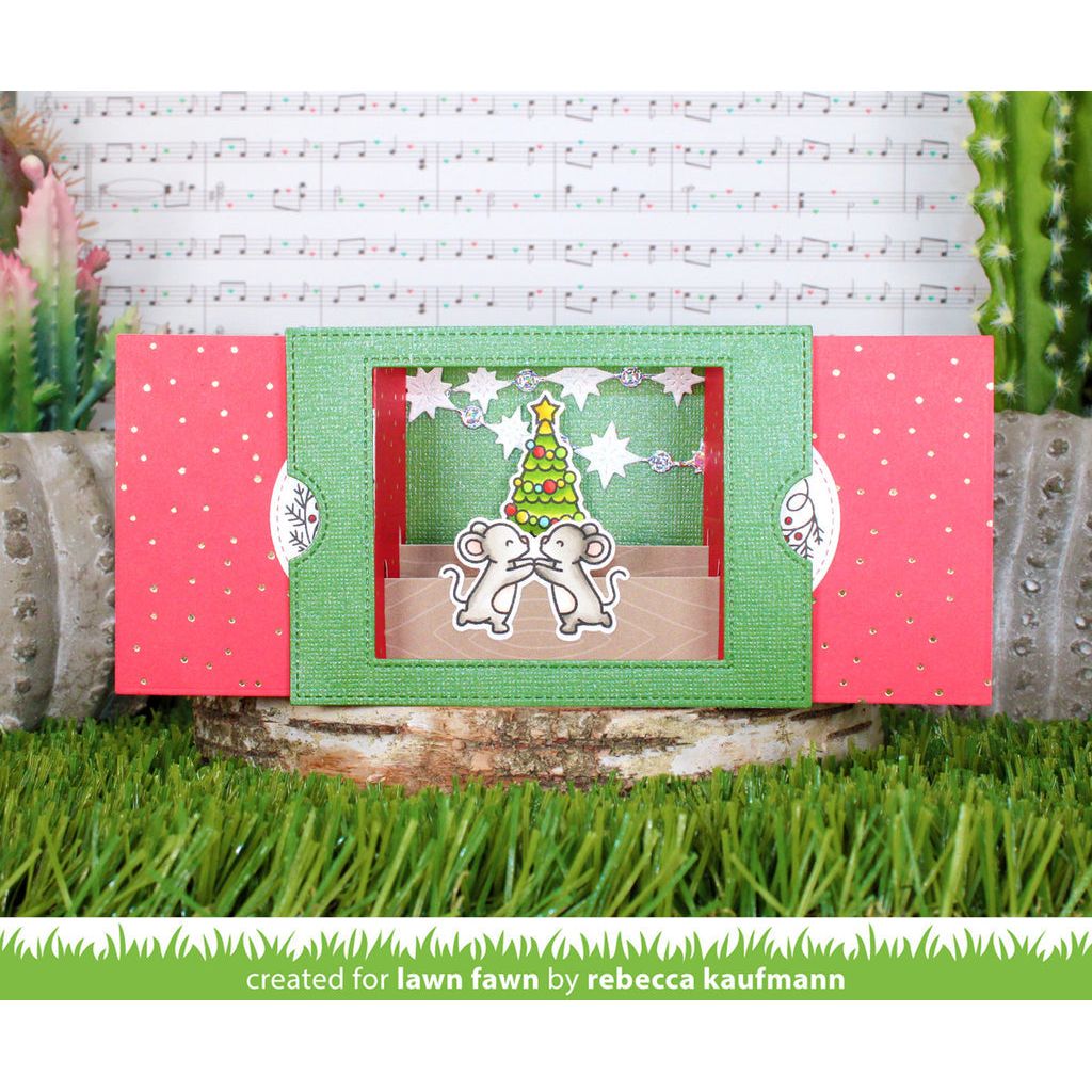 Lawn Fawn Ta-Da! Diorama! Dies lf3240 mistletoe mice