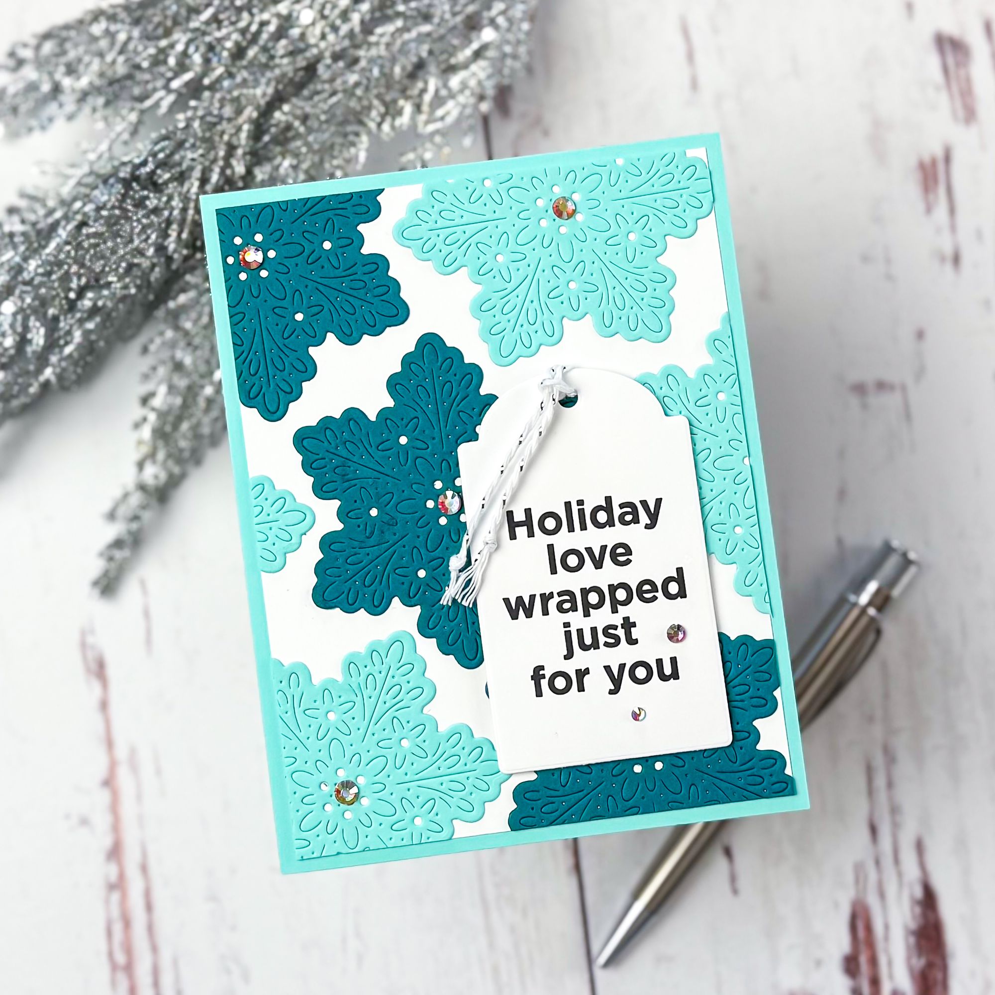 CZ Design Clear Stamps Tag Greetings cz3100c DieCember Christmas Card