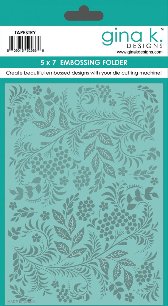 Gina K Designs TAPESTRY 5x7 Inch Embossing Folder eft