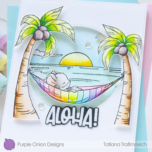 Purple Onion Designs Sunrise Sunset Cling Stamp pod1320 Aloha Beach Slumber Shaker Card