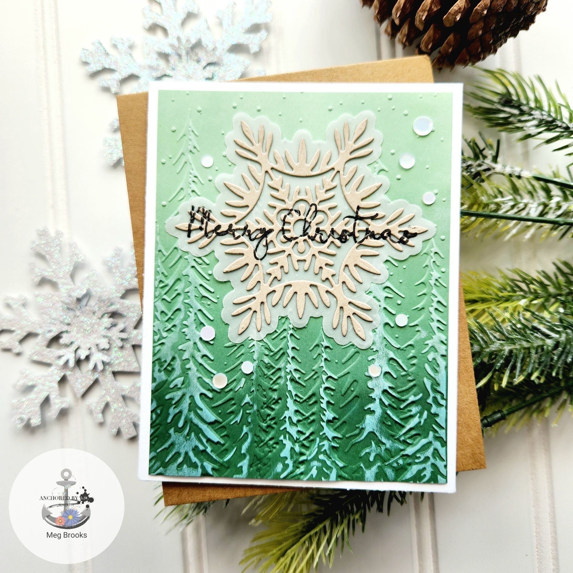Simon Says Stamp Embossing Folder Textured Pine Trees sf351 Season Of Wonder Christmas Card