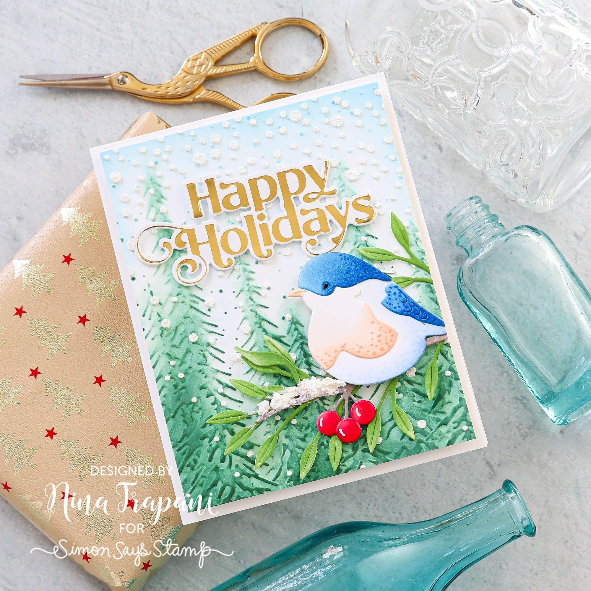 Simon Says Stamp Embossing Folder Textured Pine Trees sf351 Season Of Wonder Christmas Card | color-code:ALT02